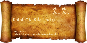 Kabók Károly névjegykártya
